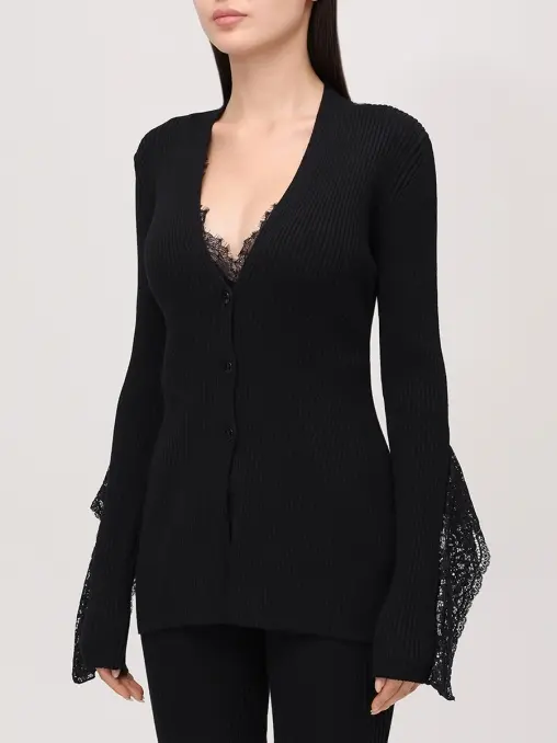 Кардиган из вискозы с кружевом BLUMARINE