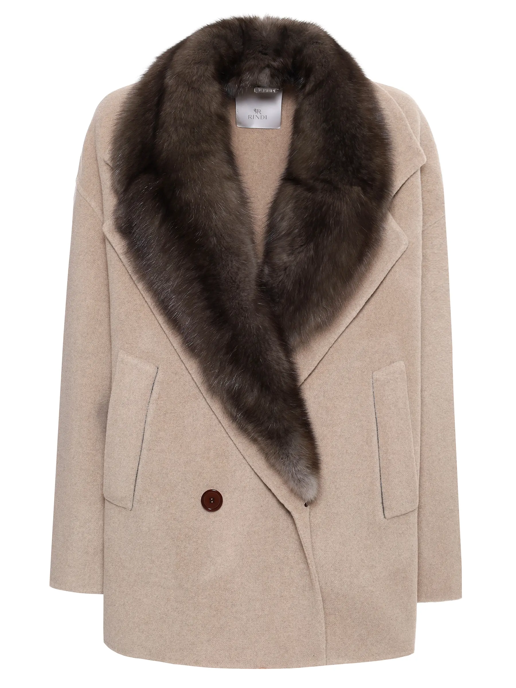 Полупальто из шерсти и кашемира с мехом соболя