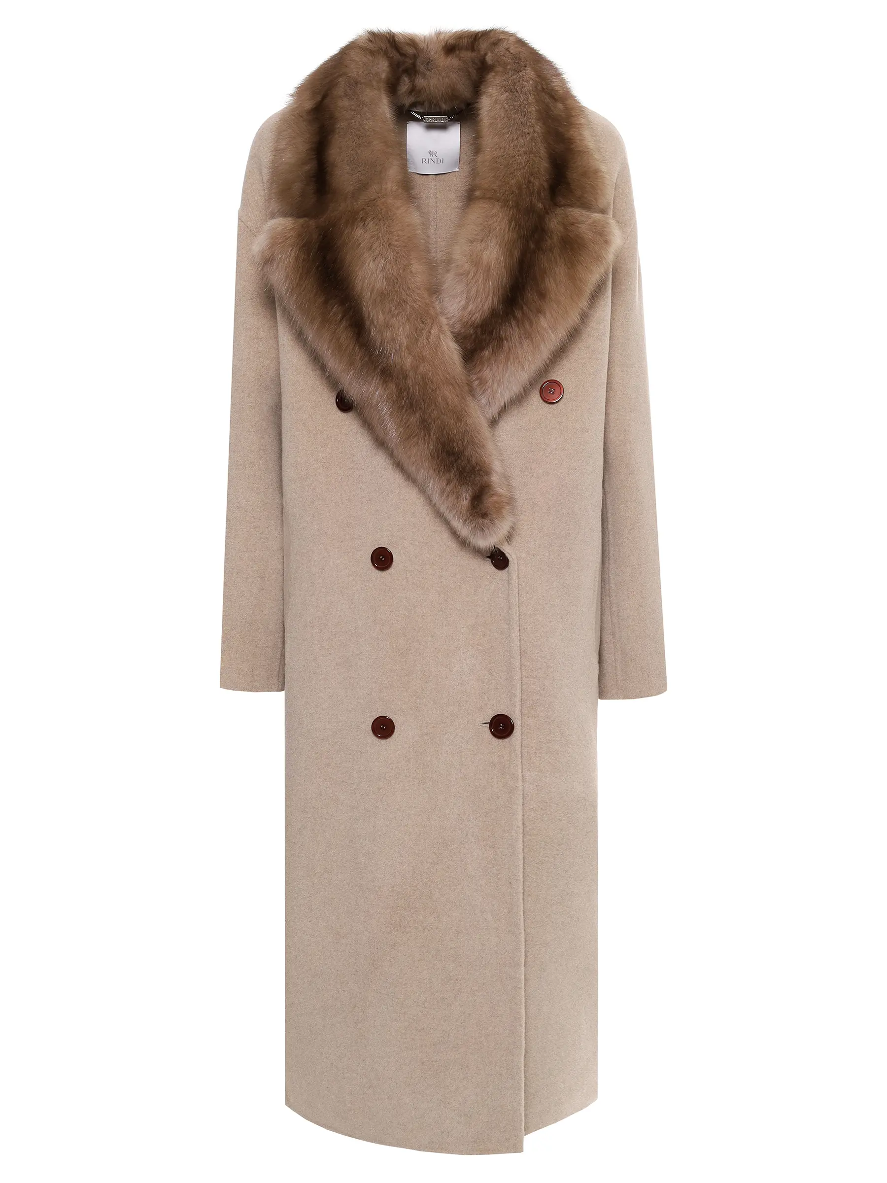 Пальто из шерсти и кашемира с мехом соболя