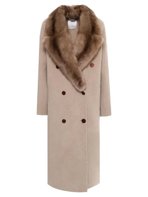 Пальто из шерсти и кашемира с мехом соболя RINDI