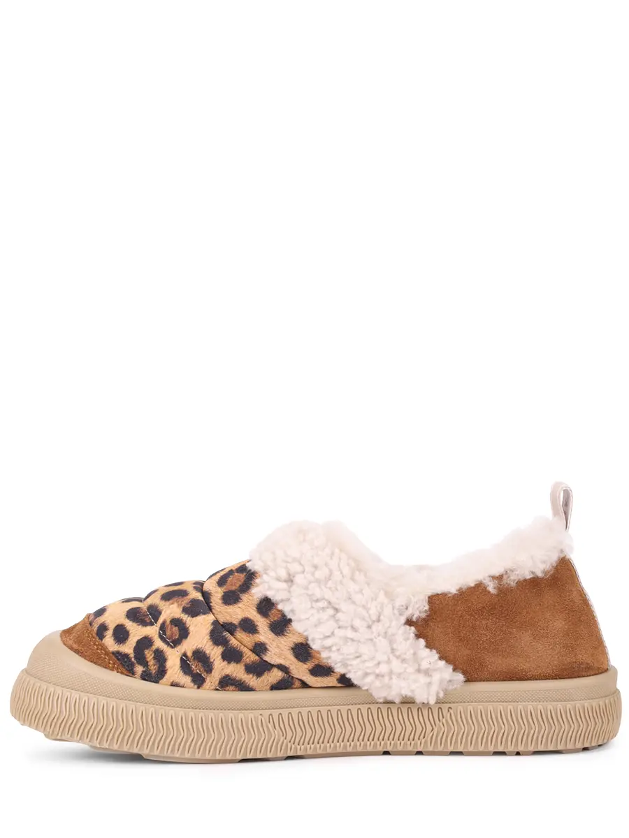 Слипоны из замши и меха