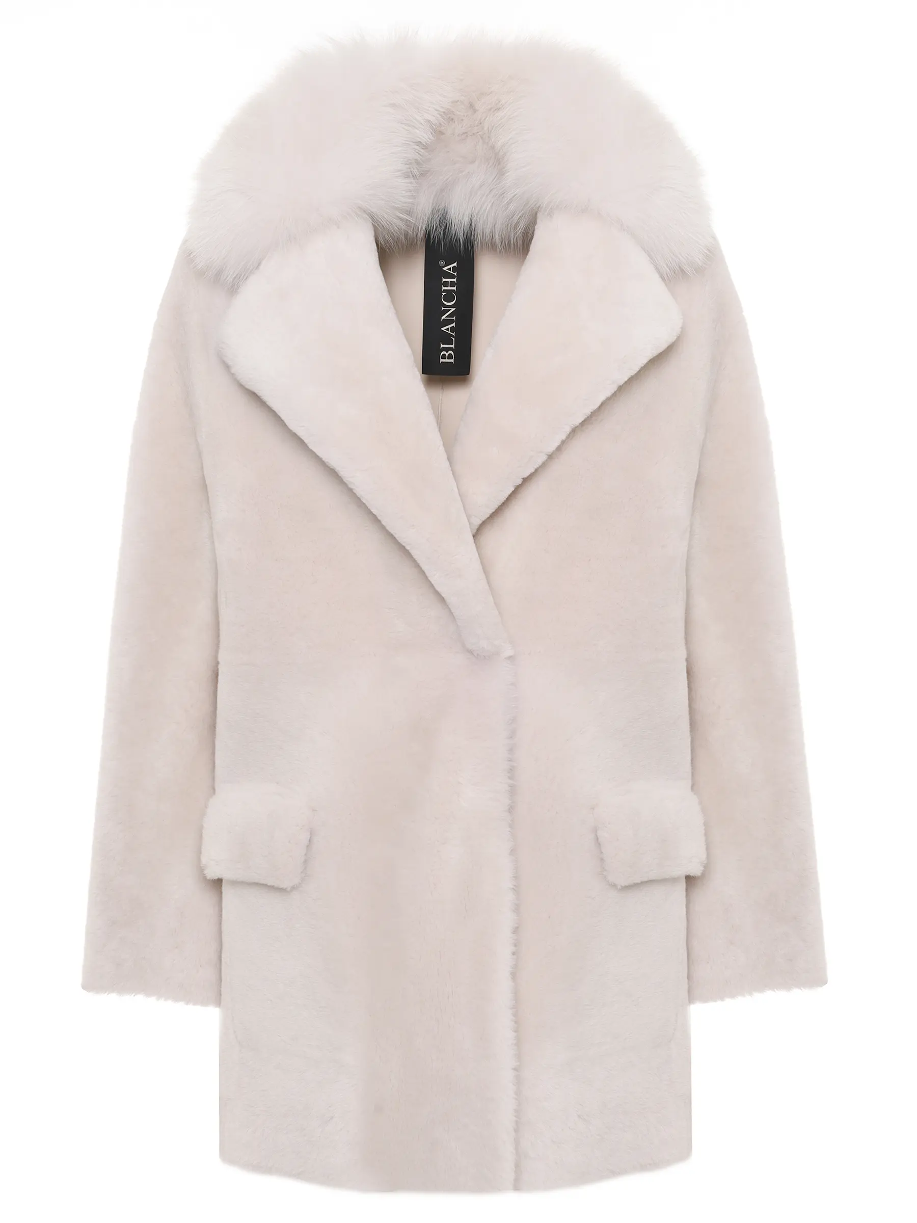 Шуба из овчины с мехом лисы