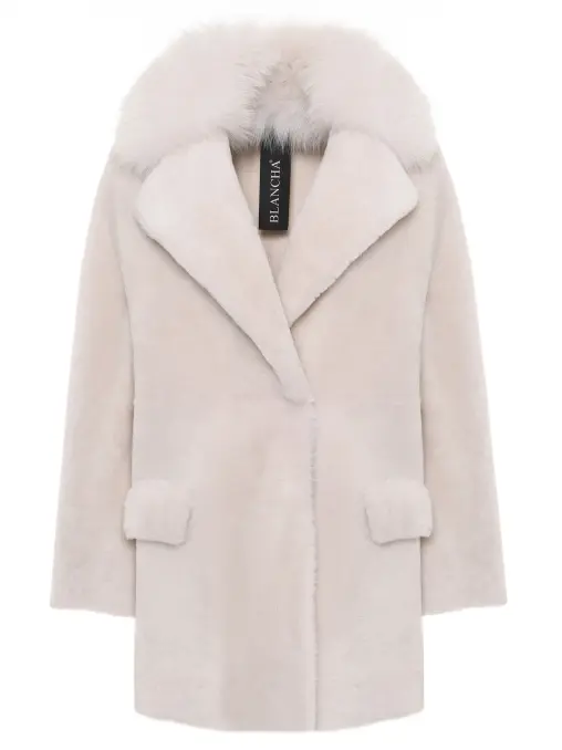 Шуба из овчины с мехом лисы BLANCHA