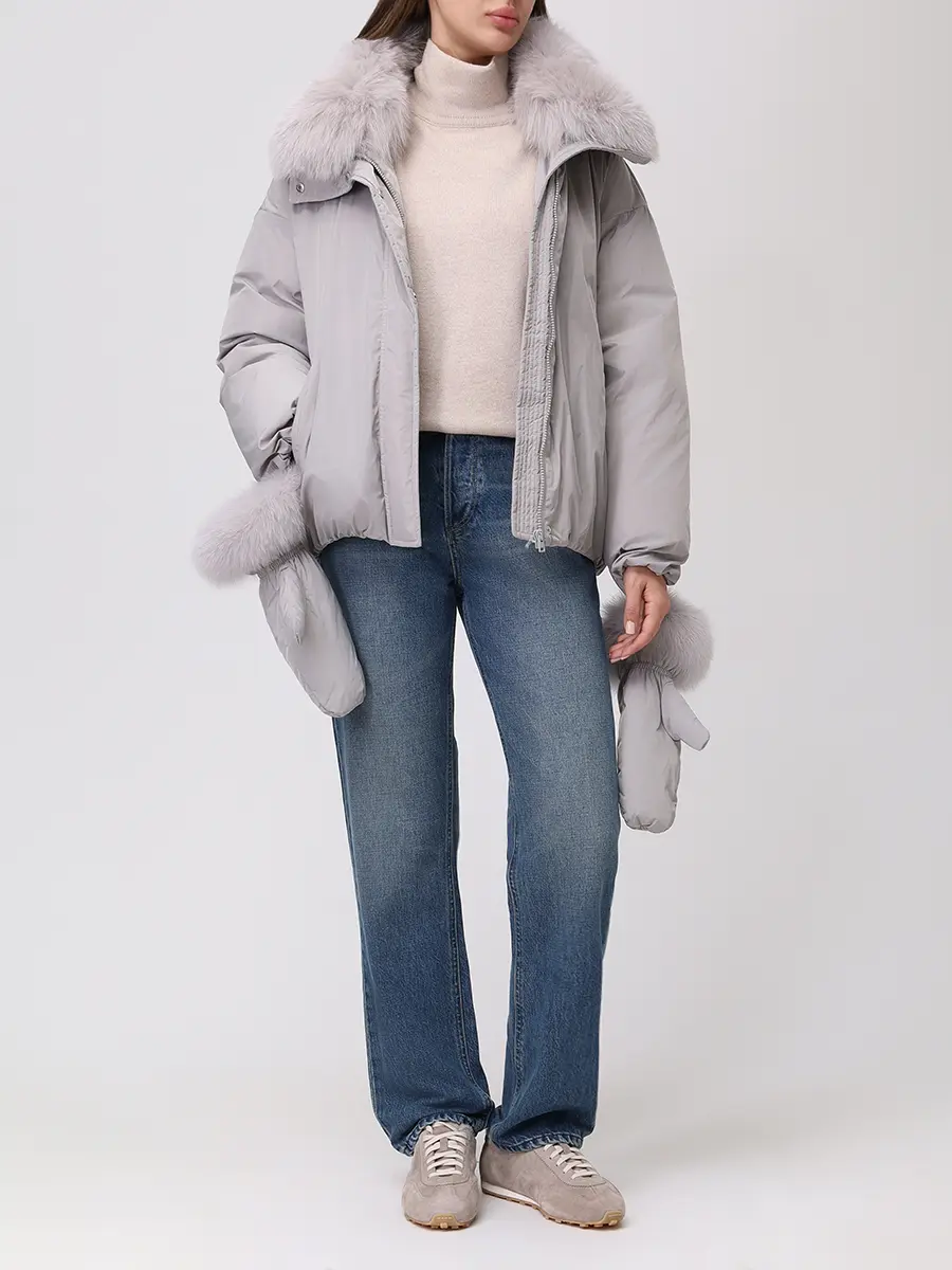 Пуховик однотонный