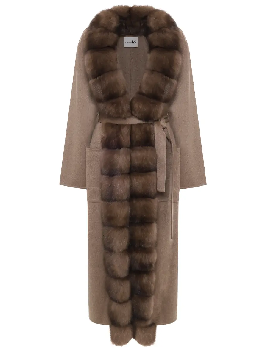 Пальто кашемировое с мехом соболя