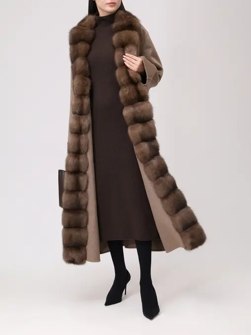 Пальто кашемировое с мехом соболя MANZONI 24