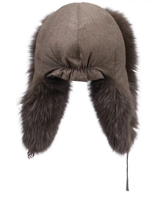 Шапка-ушанка с мехом лисы YVES SALOMON