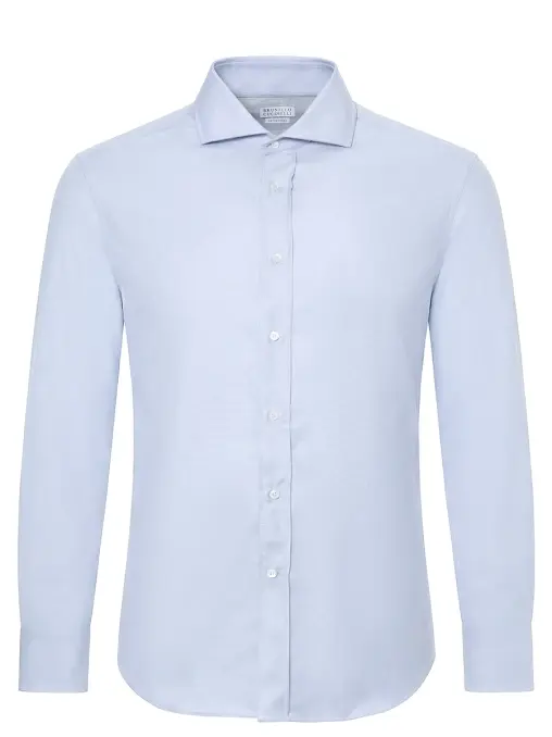 Рубашка Slim Fit из шерсти BRUNELLO CUCINELLI