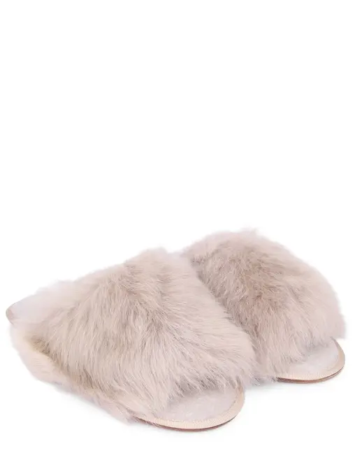 Тапочки из кашемира и меха AGNONA