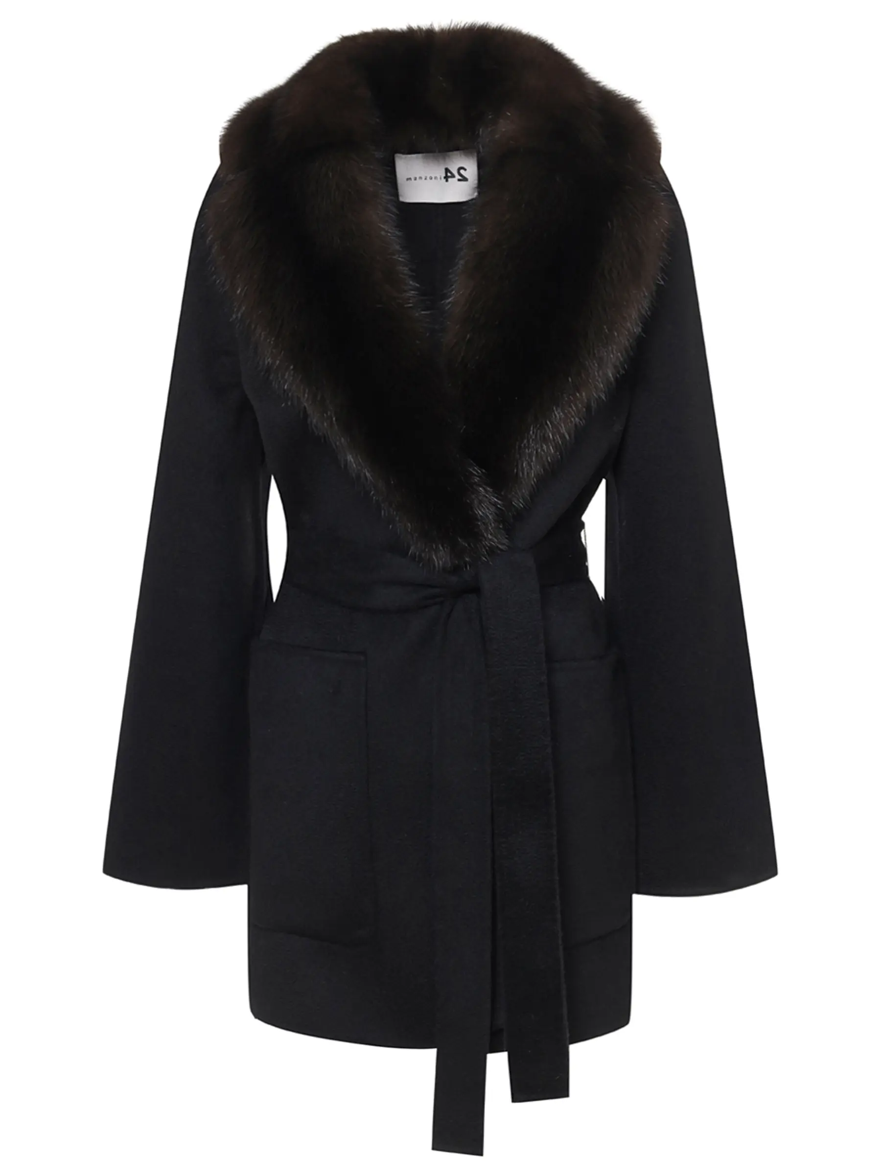 Пальто кашемировое с мехом соболя