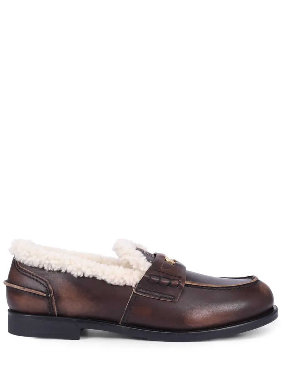 Лоферы кожаные на меху