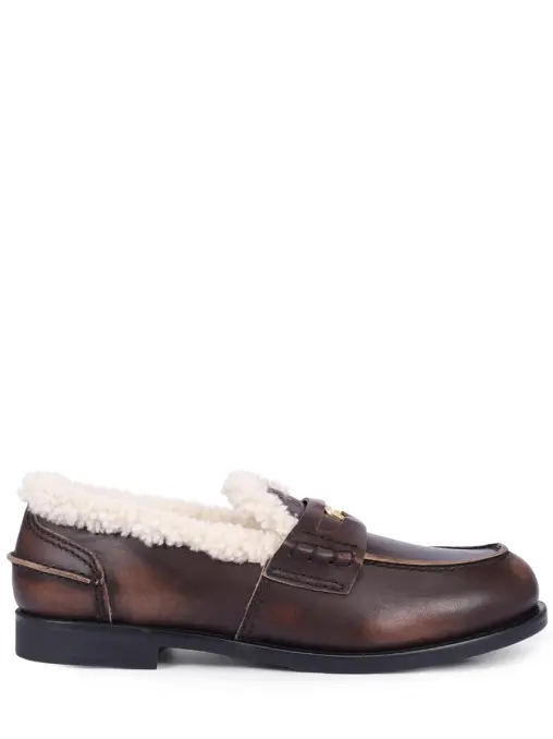 Лоферы кожаные на меху MIU MIU