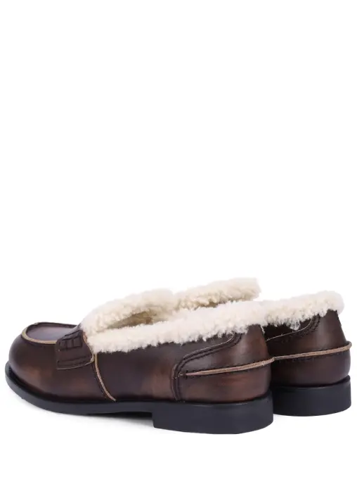 Лоферы кожаные на меху MIU MIU