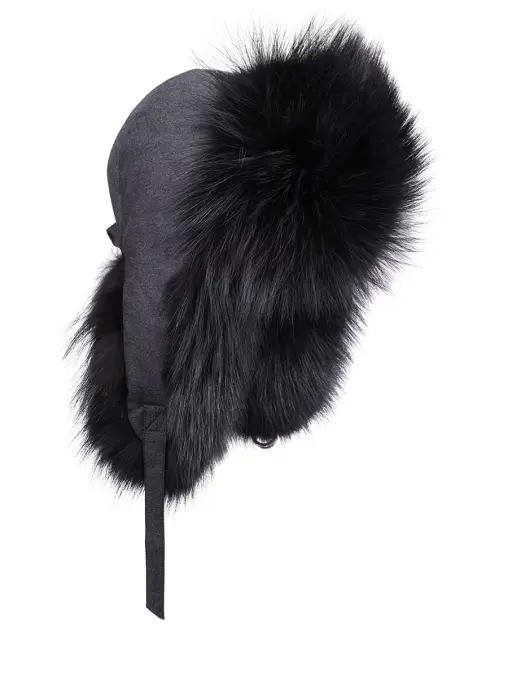 Шапка-ушанка с мехом лисы YVES SALOMON