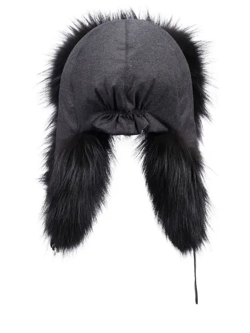 Шапка-ушанка с мехом лисы YVES SALOMON
