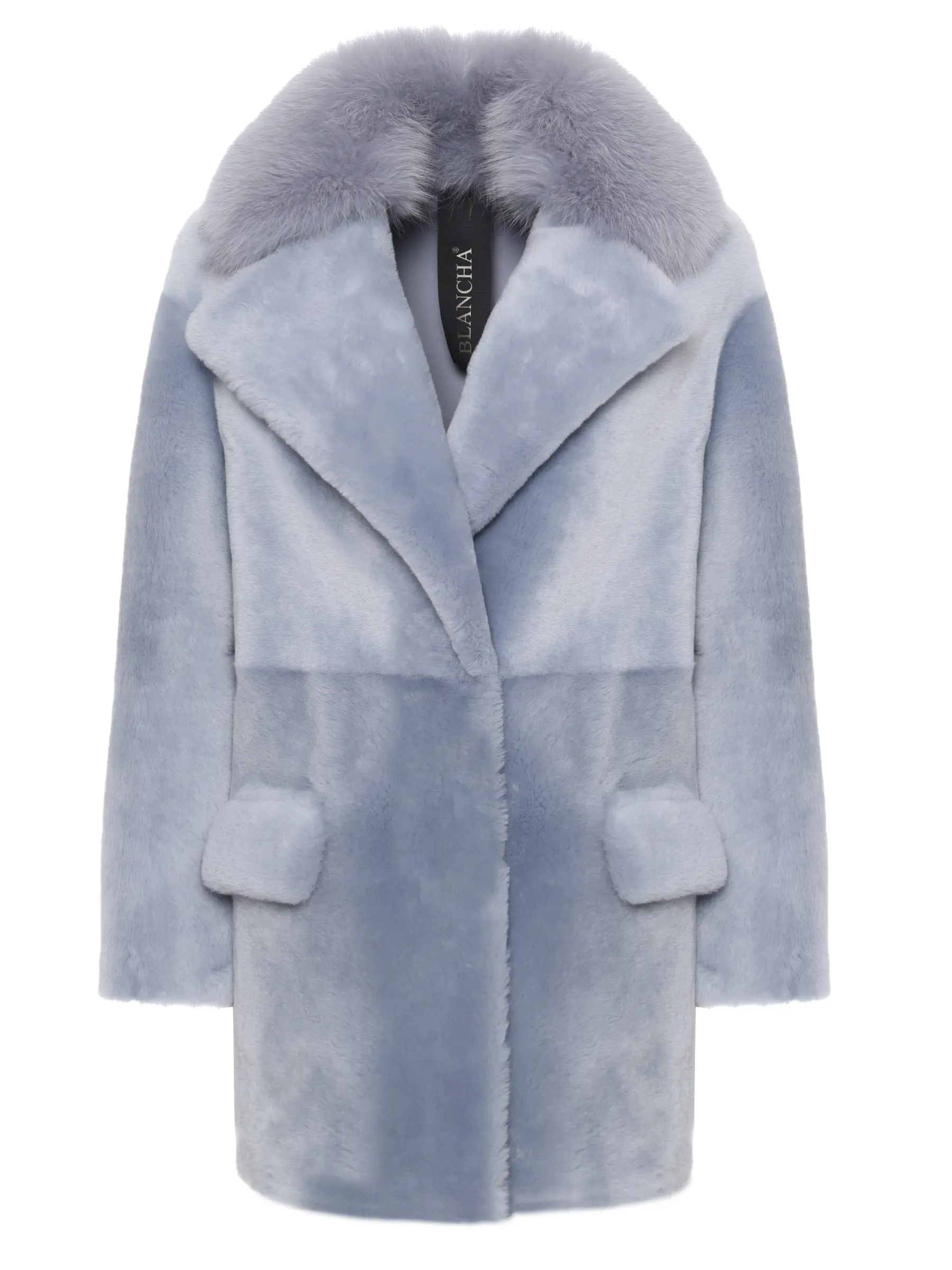 Шуба из овчины с мехом лисы