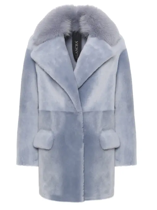 Шуба из овчины с мехом лисы BLANCHA