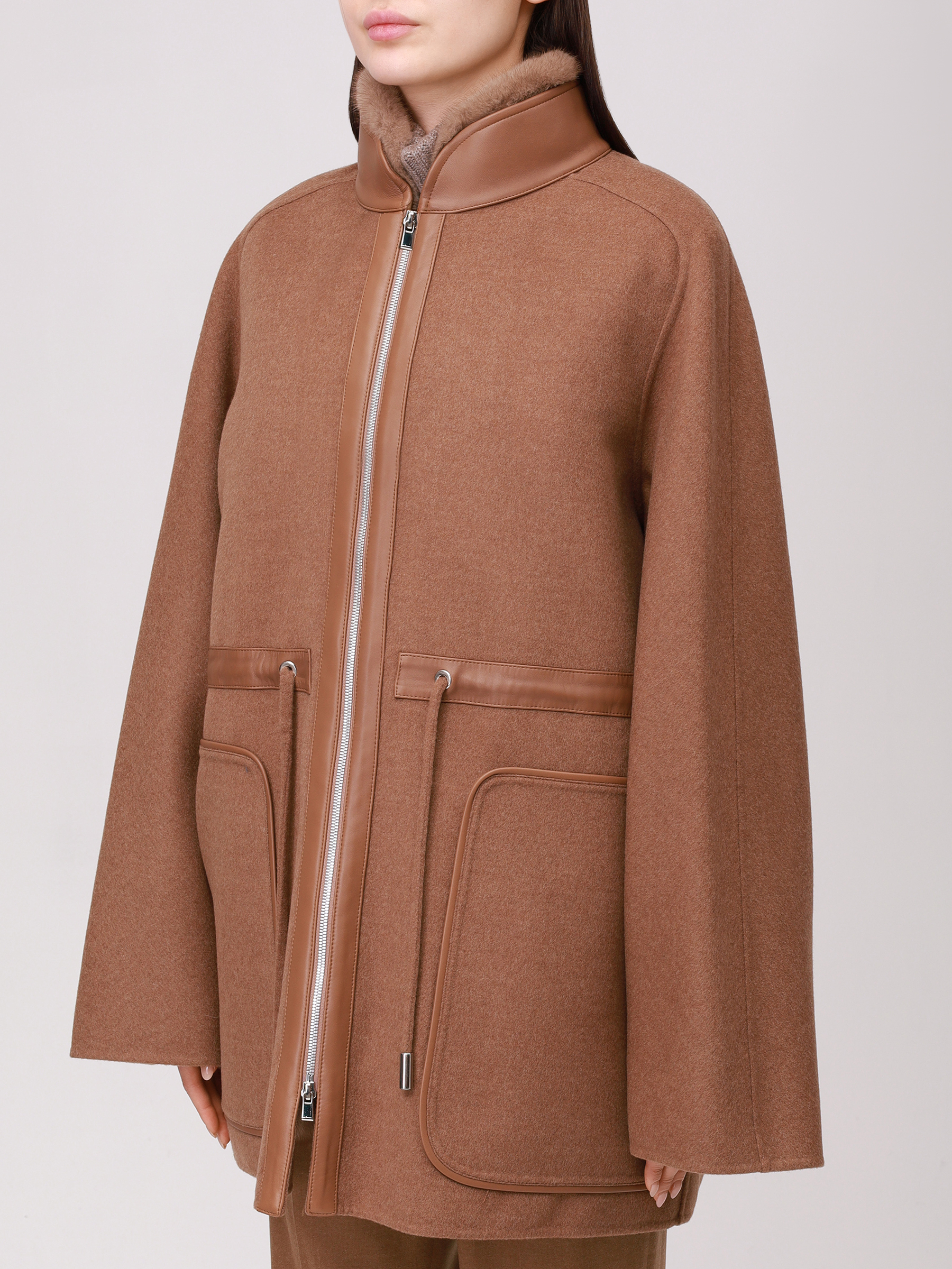 Парка шерстяная с мехом норки