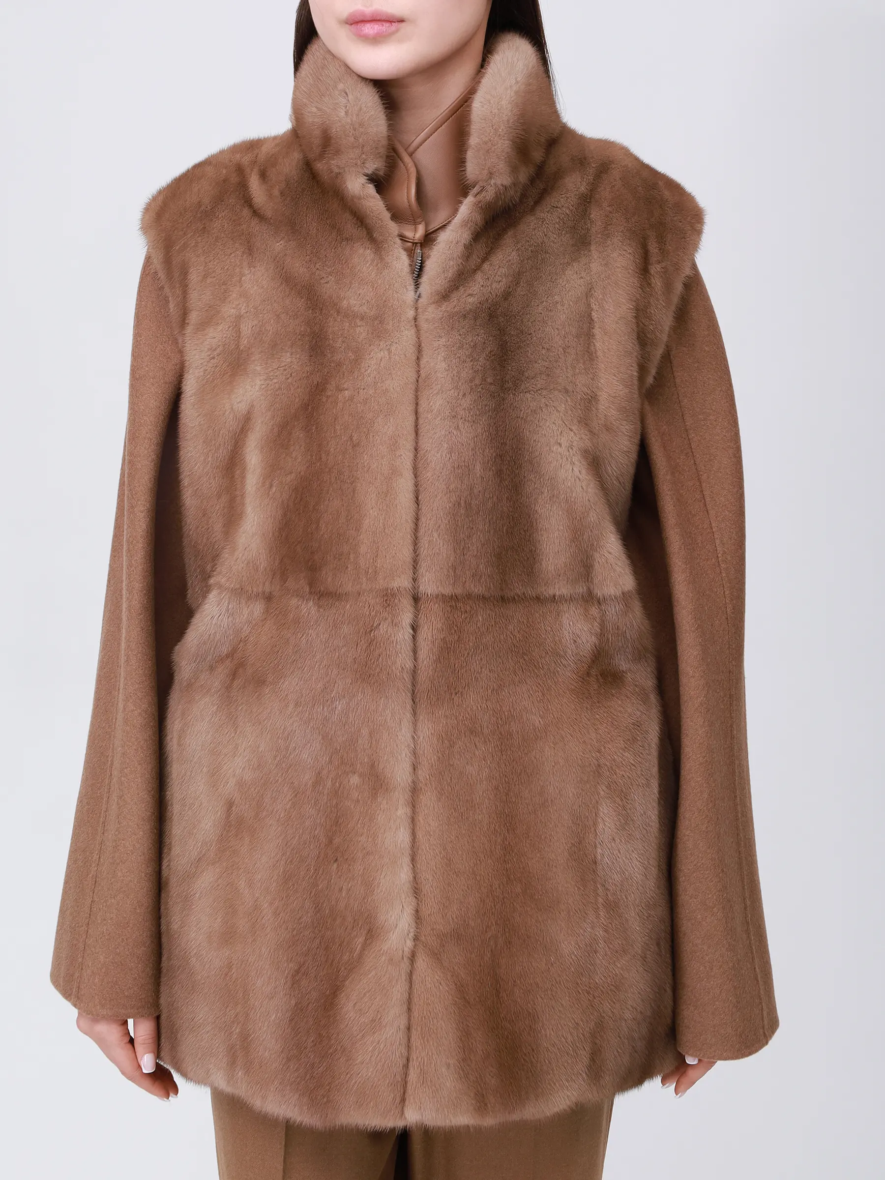 Парка шерстяная с мехом норки