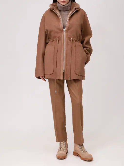 Парка шерстяная с мехом норки KITON