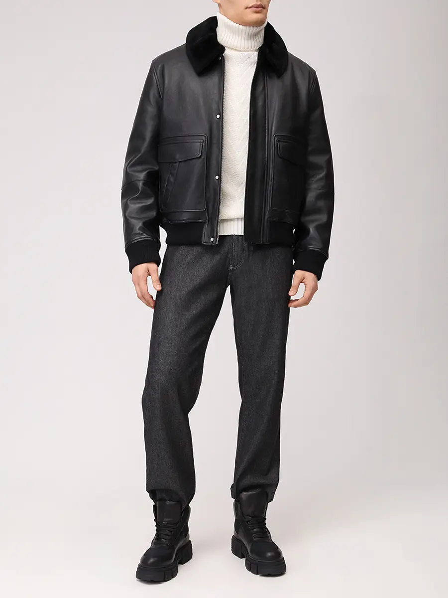 Бомбер кожаный