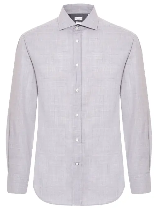 Рубашка Slim Fit шерстяная BRUNELLO CUCINELLI