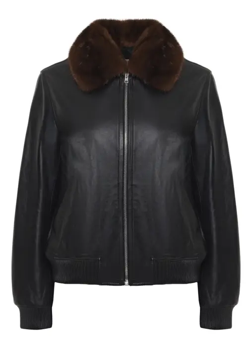 Куртка кожаная с мехом норки YVES SALOMON