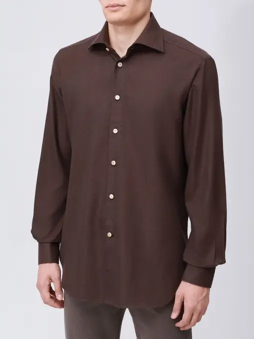 Рубашка Slim Fit из хлопка и лиоцелла KITON