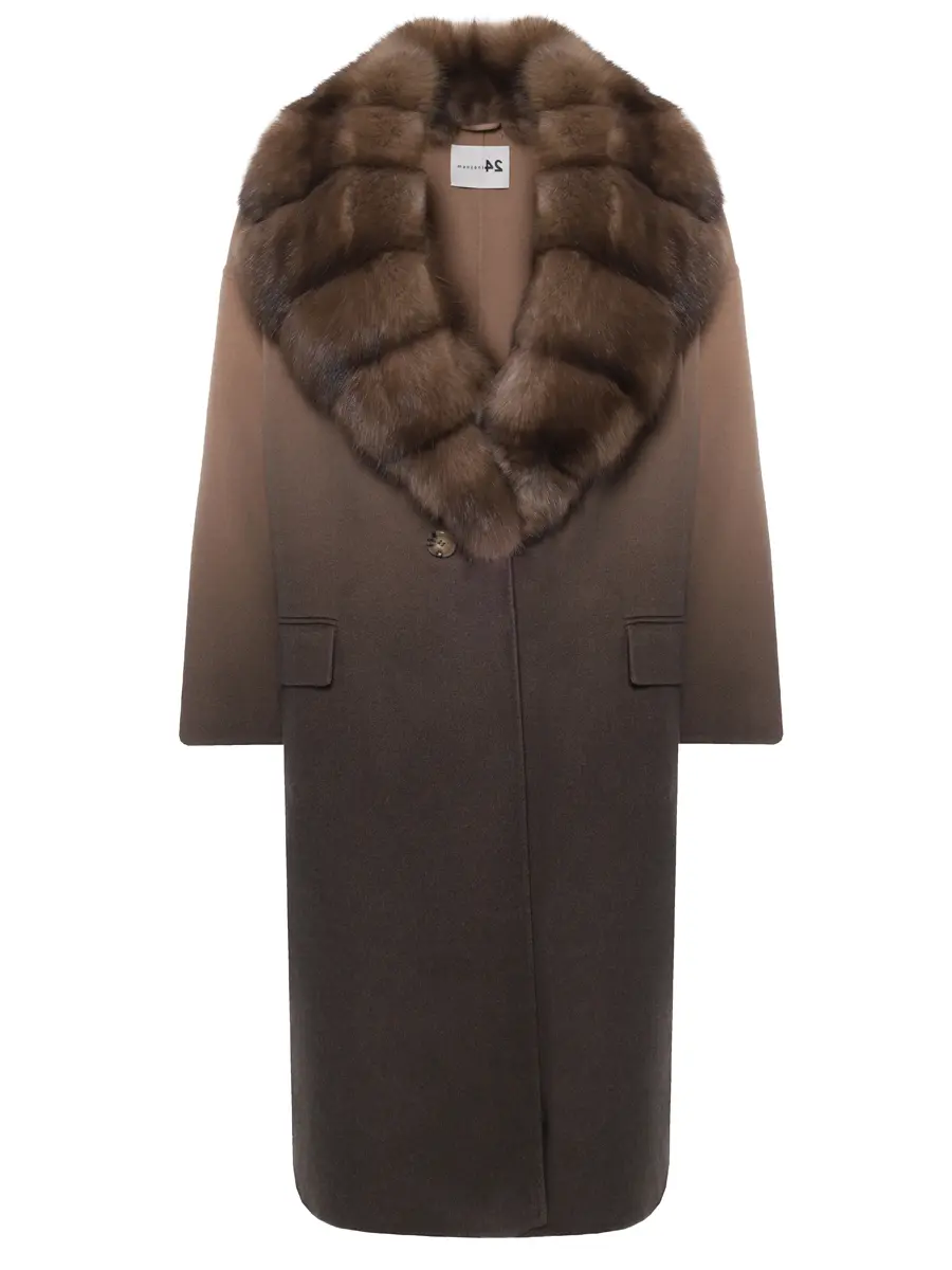 Пальто кашемировое с мехом соболя