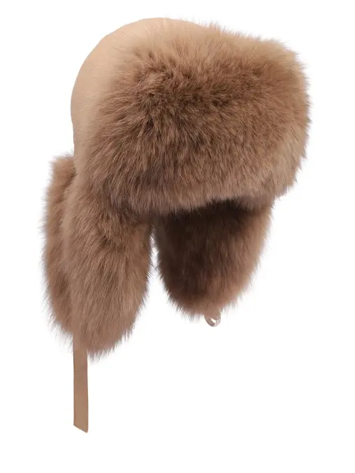 Шапка-ушанка с мехом лисы YVES SALOMON