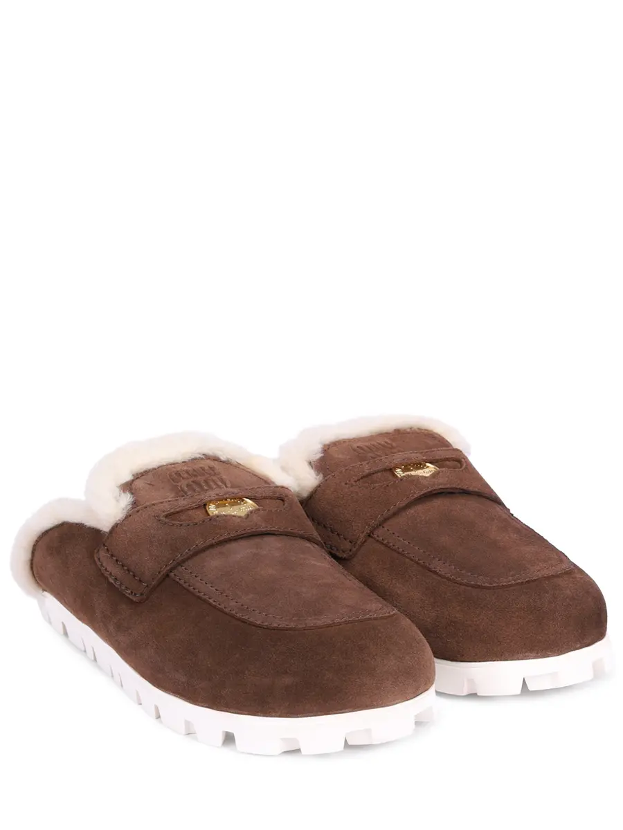 Мюли замшевые на меху