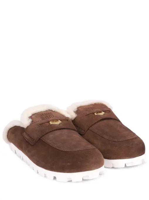 Мюли замшевые на меху MIU MIU