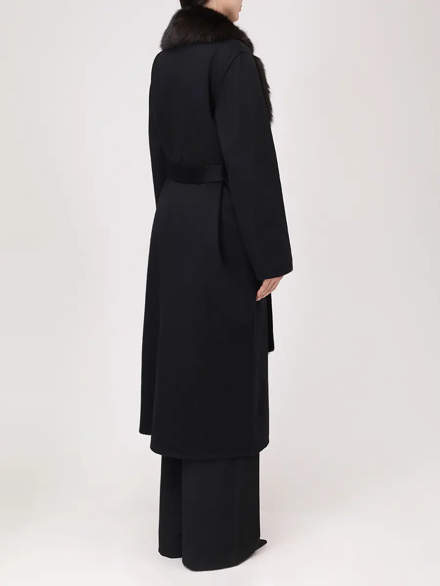 Пальто кашемировое с мехом соболя