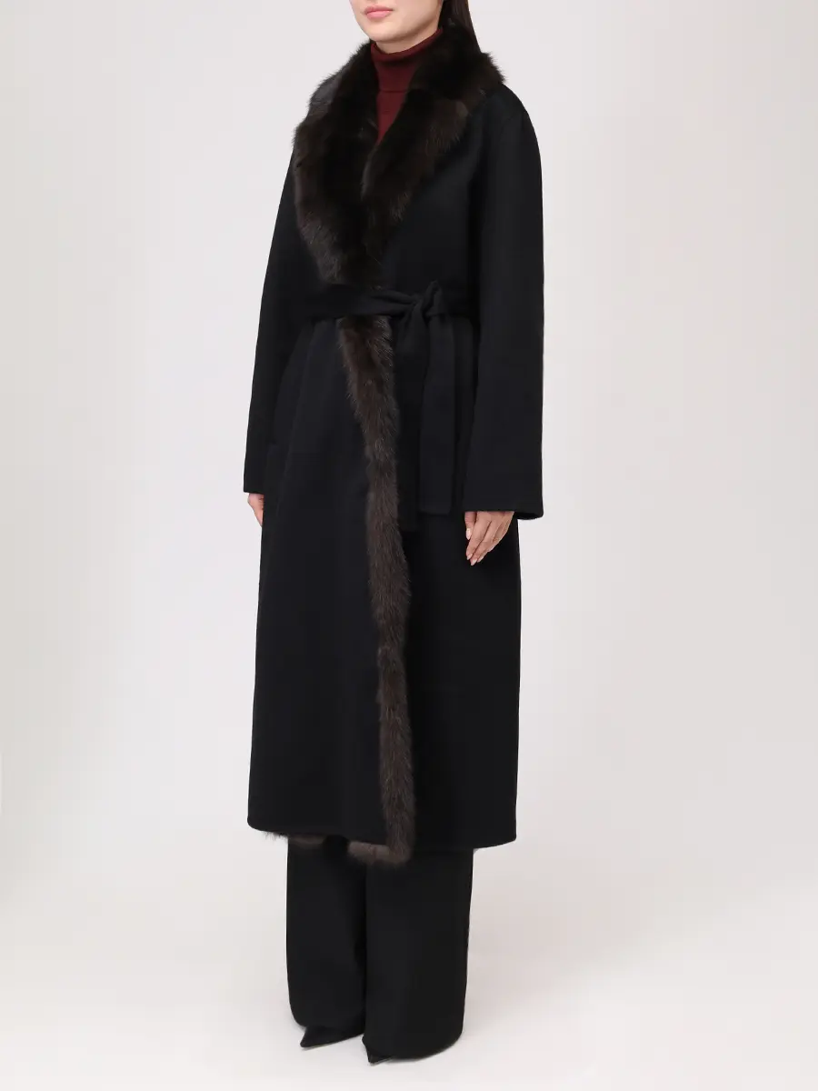 Пальто кашемировое с мехом соболя