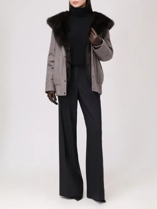 Бомбер кашемировый с мехом соболя BLACK SABLE