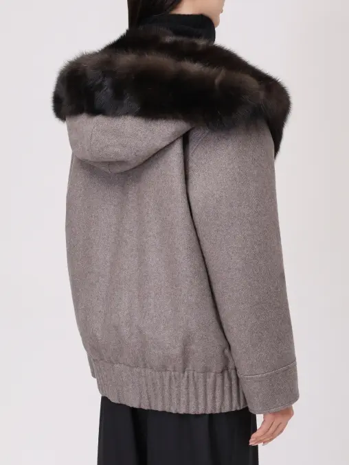 Бомбер кашемировый с мехом соболя BLACK SABLE
