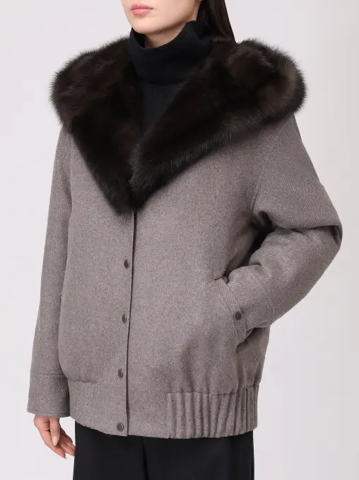 Бомбер кашемировый с мехом соболя BLACK SABLE