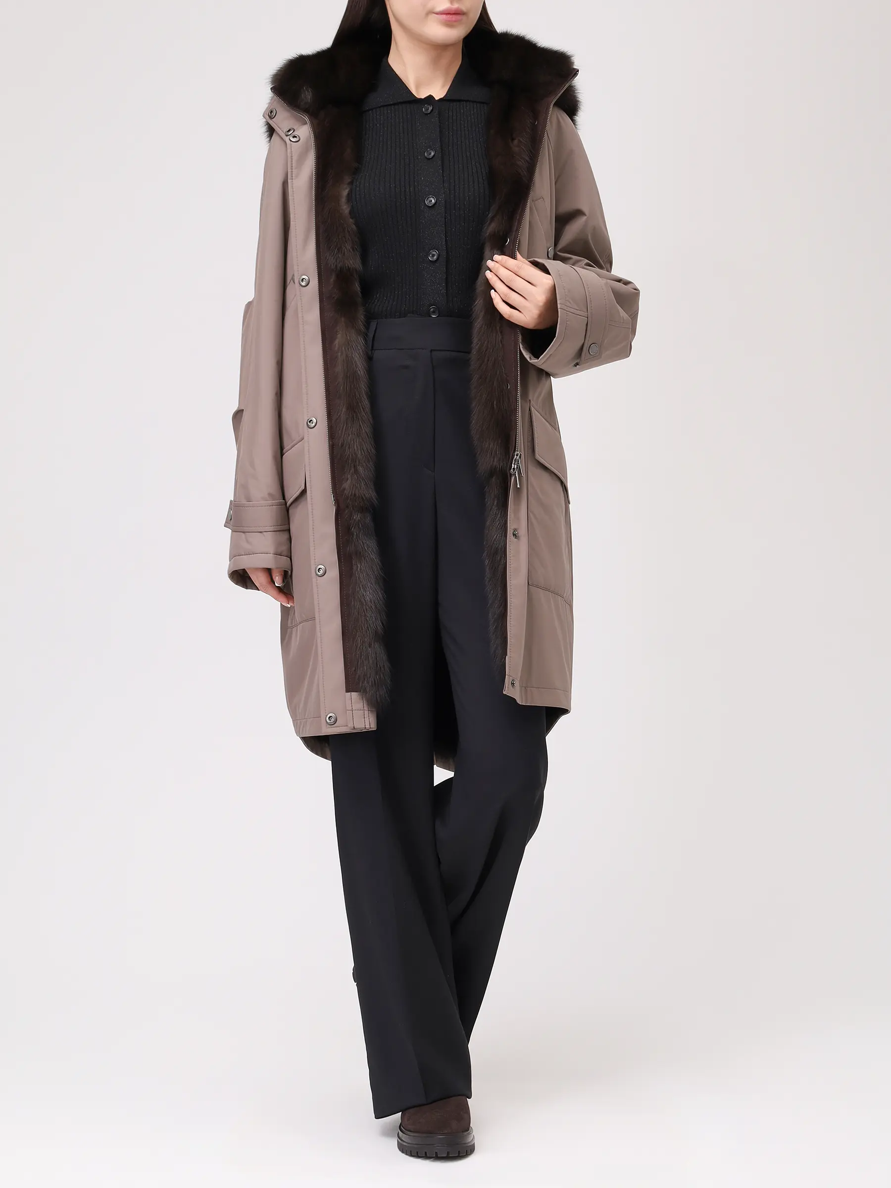 Парка Nicole с мехом соболя Enigma Black