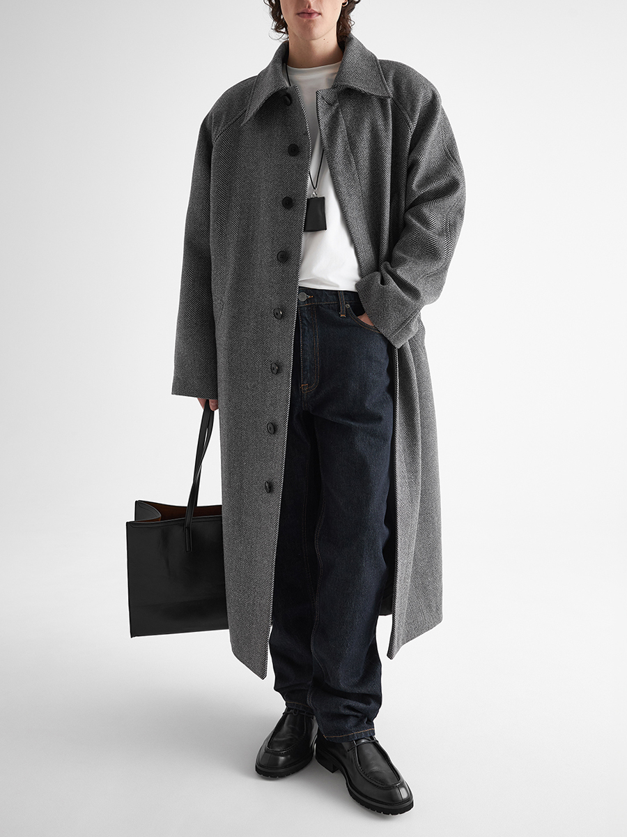 Пальто-кокон шерстяное