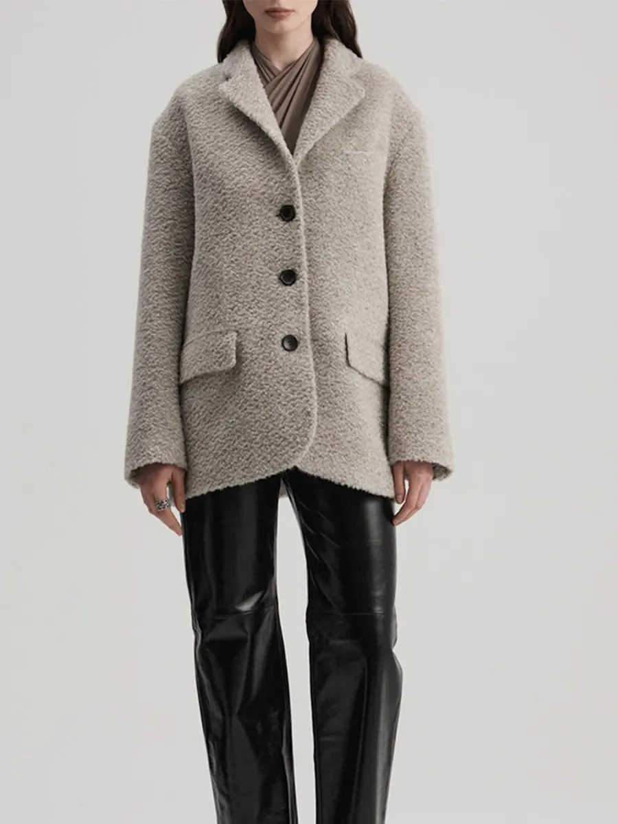 Полупальто Wool light grey шерстяное