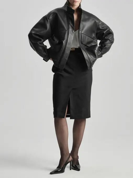 Бомбер New classic кожаный ROCKABI