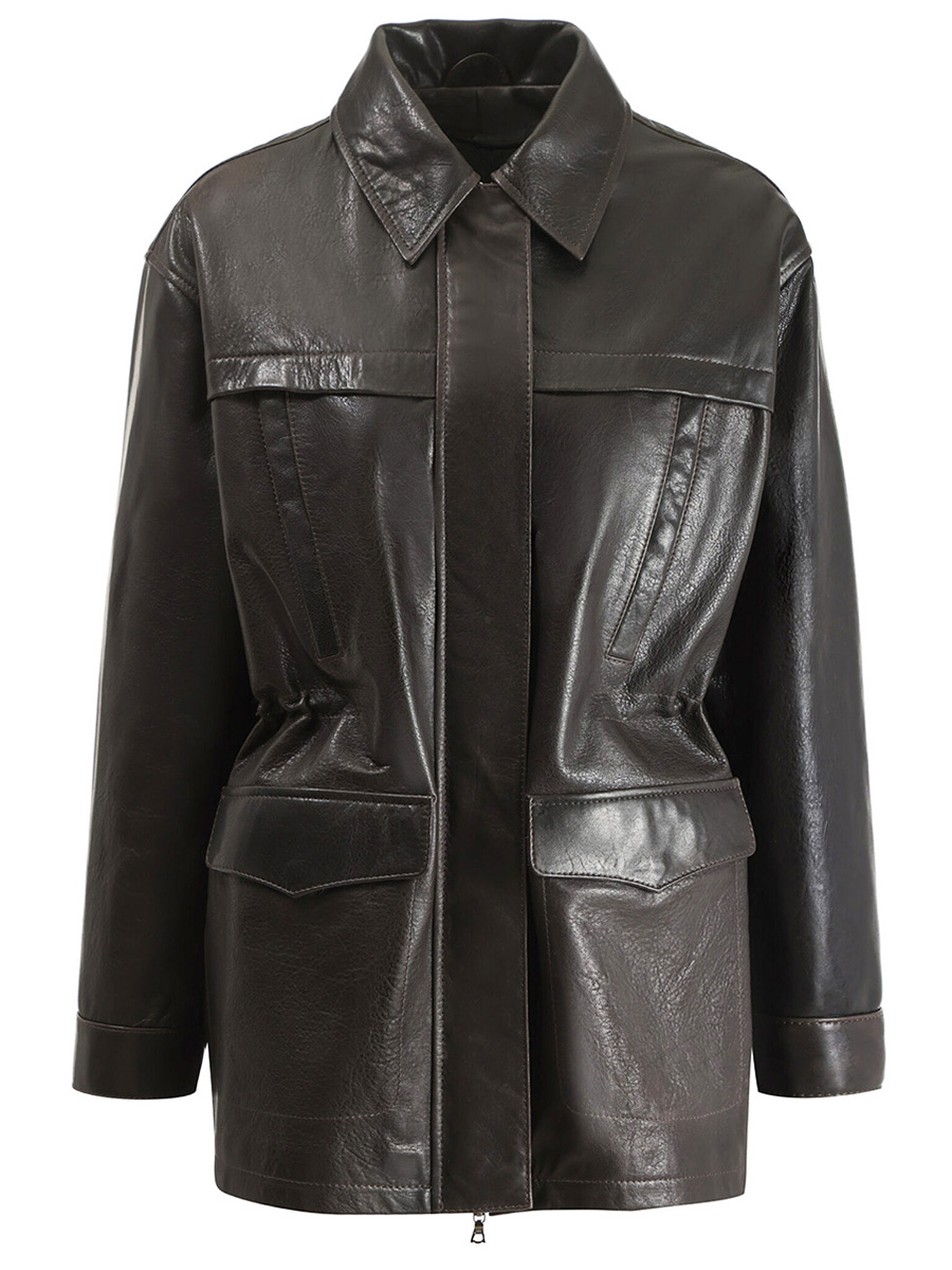 Парка кожаная