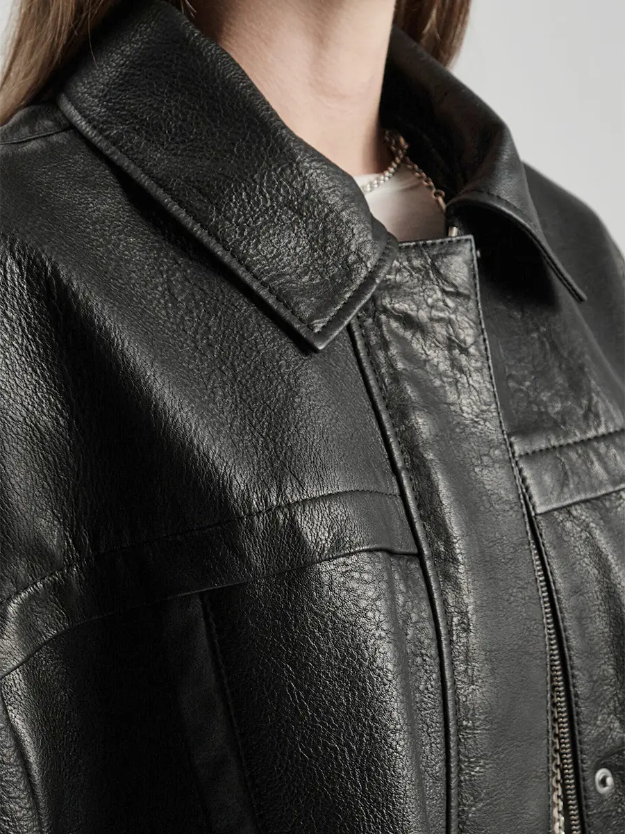 Парка кожаная