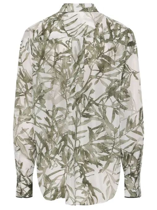 Рубашка с принтом шелковая BRUNELLO CUCINELLI