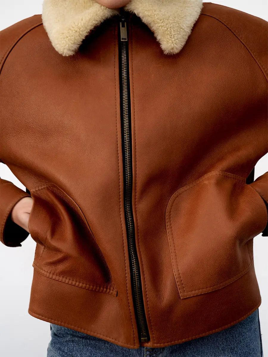 Куртка кожаная с мехом