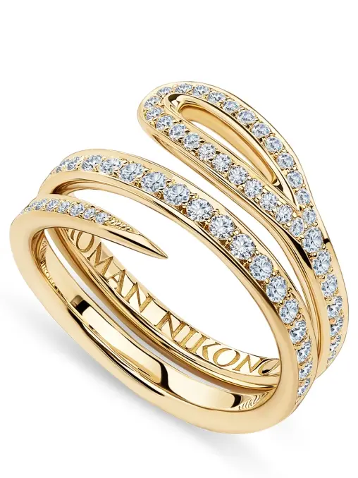 Двойное кольцо «Кащеева игла» с бриллиантами Half Pave ROMAN NIKONOV