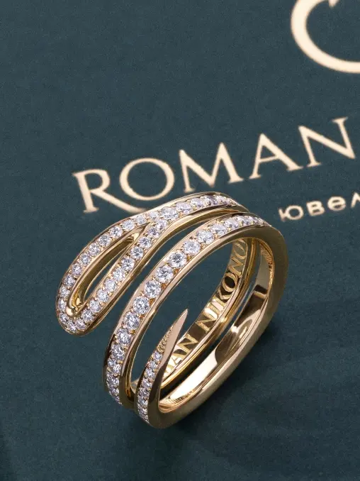 Двойное кольцо «Кащеева игла» с бриллиантами Half Pave ROMAN NIKONOV