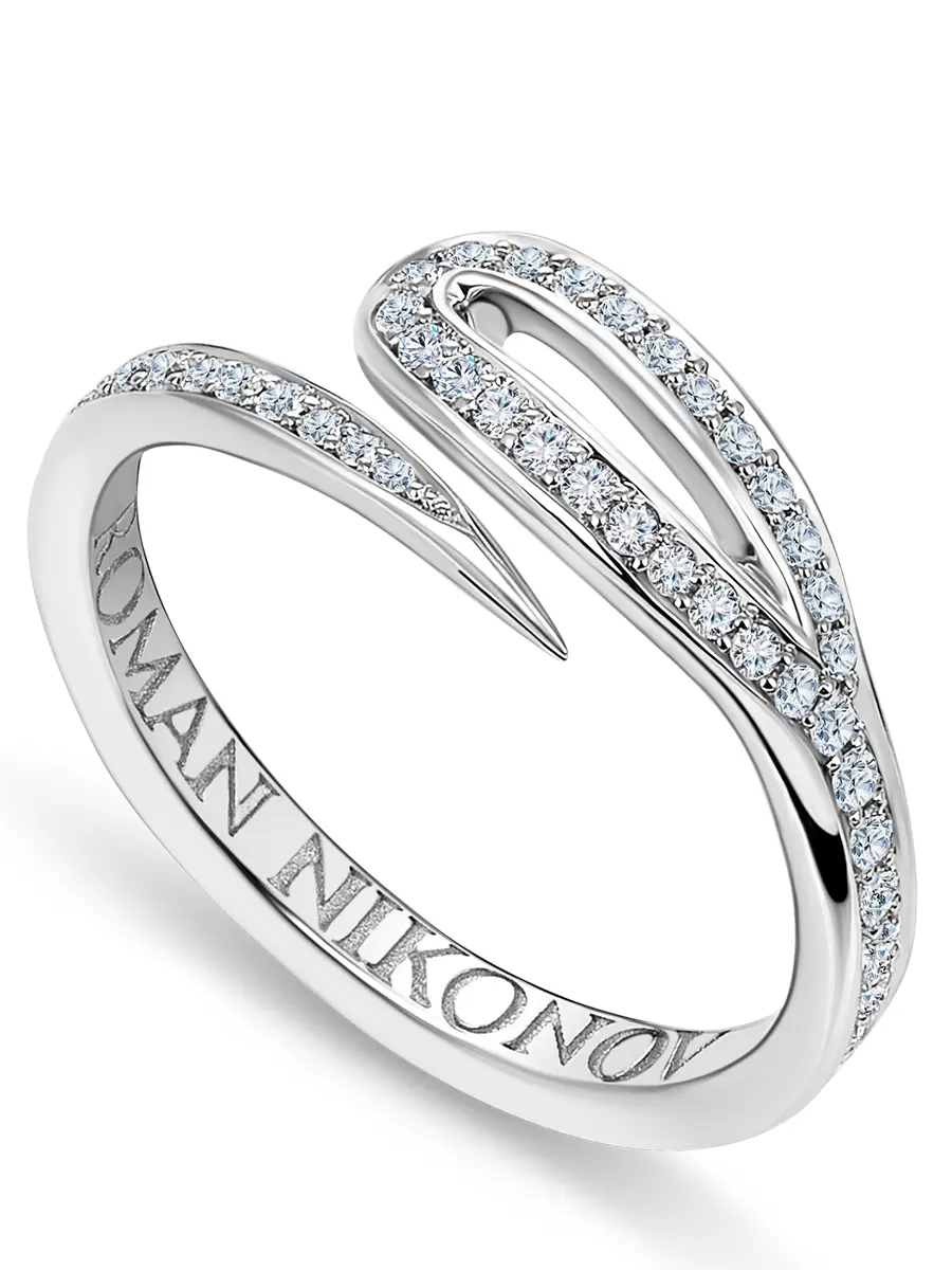 Кольцо «Кащеева игла» с бриллиантами Half Pave