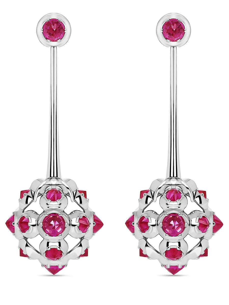 Серьги «Малина» с рубинами