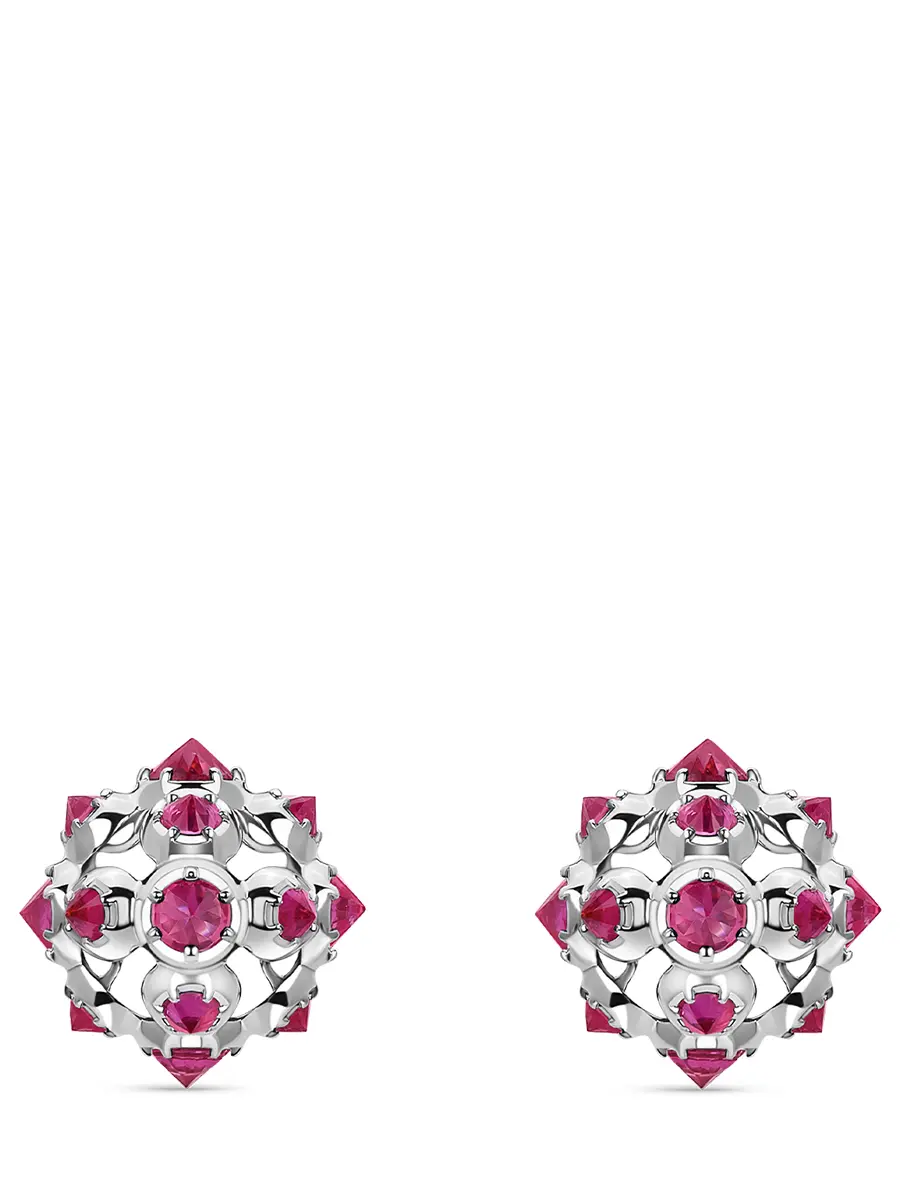 Пусеты «Малина» с рубинами